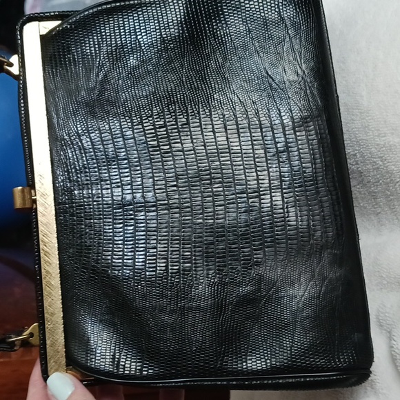 Vintage Genuine Lizard Satchel Handbag - Picture 3 of 15